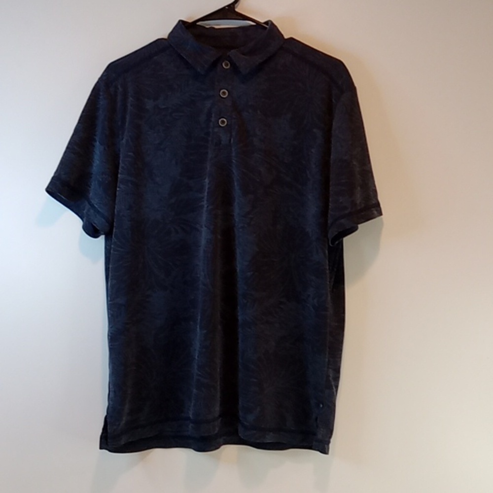 Tommy Bahama 1/4 Button Polo Shirt Floral Print Blue Men's Sz Med EUC NICE!
